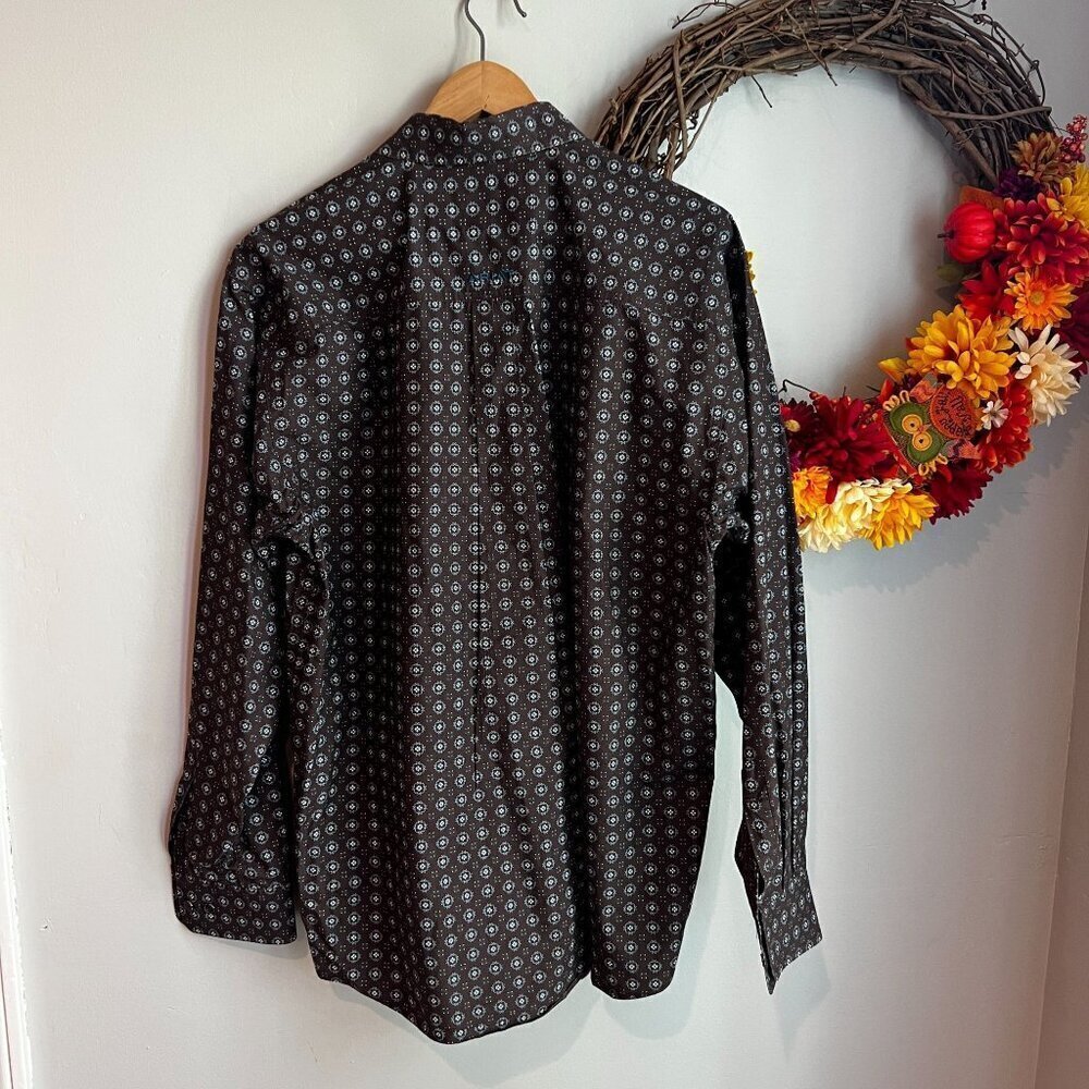 Ariat Men's Classic Fit Medallion Print Buttons Down Shirt LARGE Brown - Picture 7 of 13